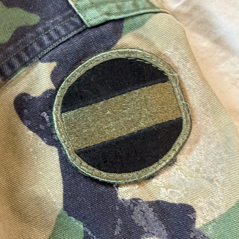 Vintage 90s Us Army Bdu Combat Coat Men’s Large Woodland Camo Forscom Patch - Picture 5 of 10